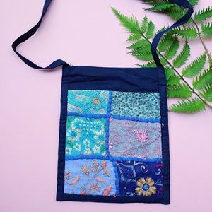 Small navy boho patchwork crossbody bag